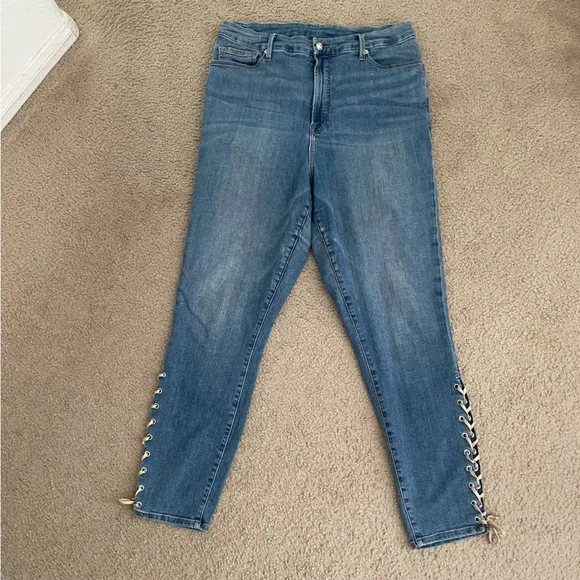 {Good American} Good Legs Women's Lace Side Skinny Jeans - Picture 2 of 11